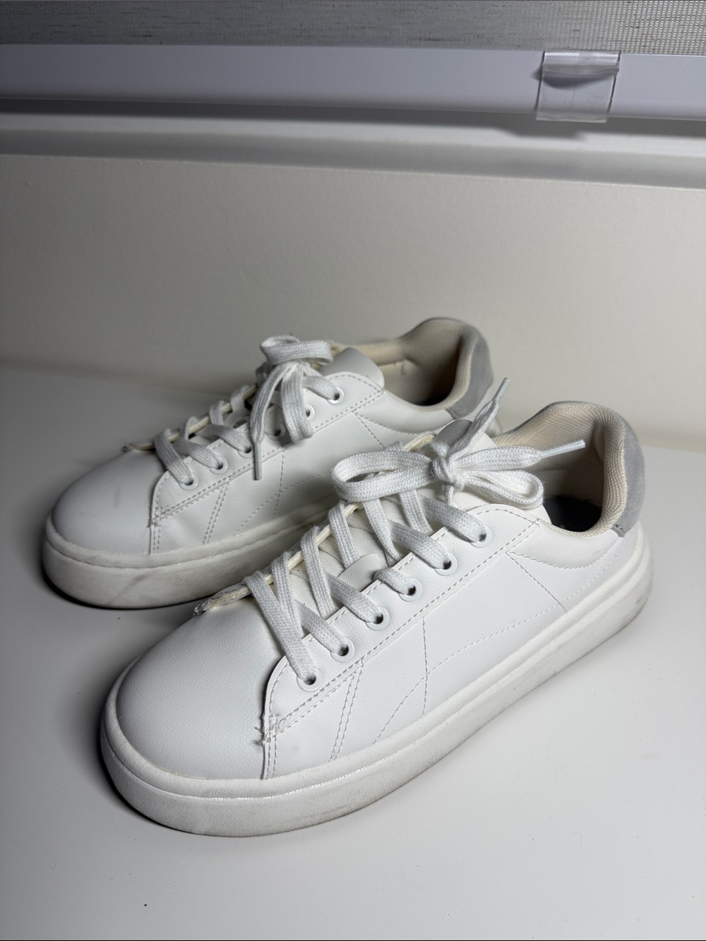 Zara White Low-Top Platform Sneakers